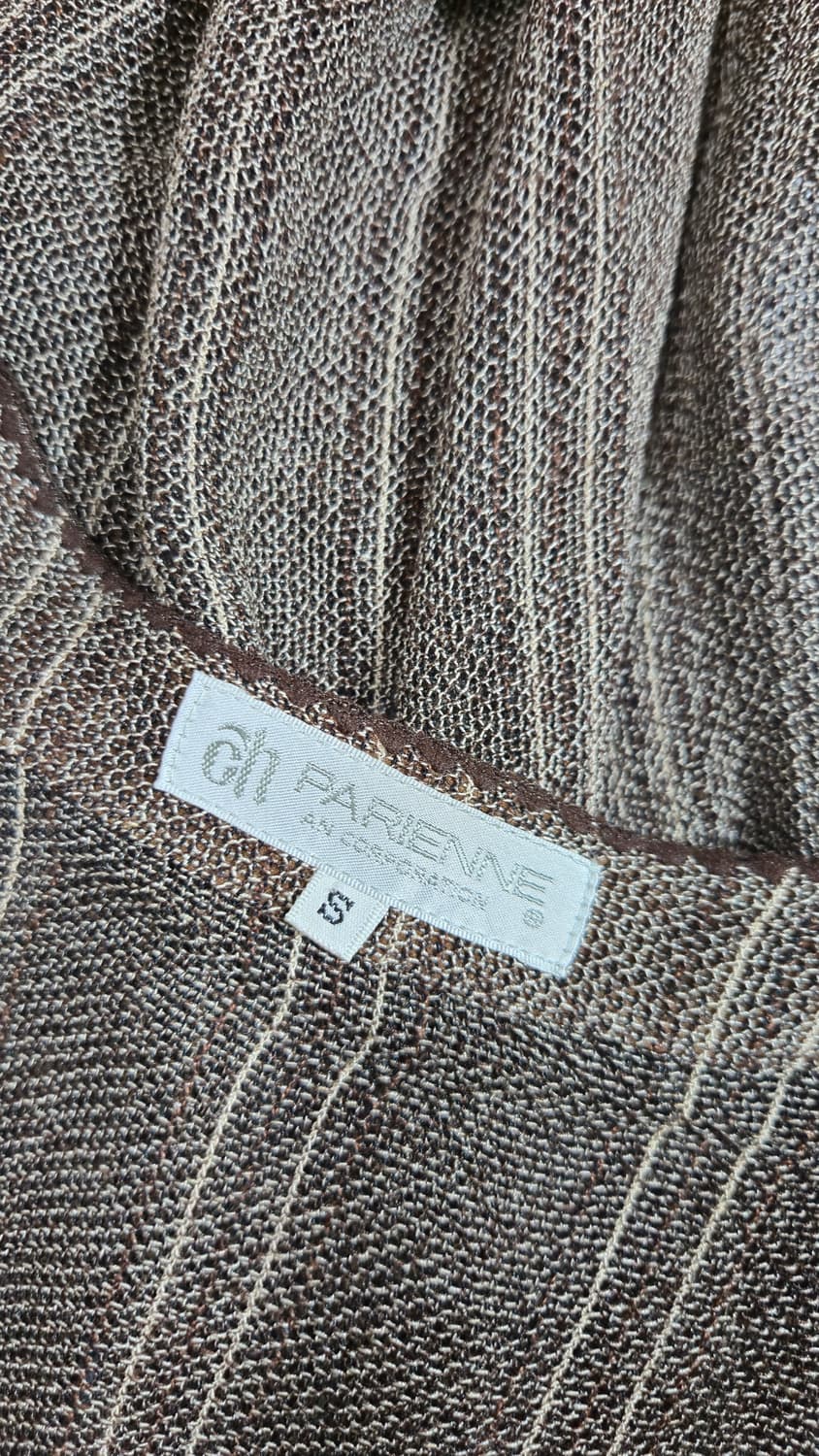 파리엔느 실크 린넨 니트 원피스 브라운 S 브이넥 롱 나시
 상품이미지5