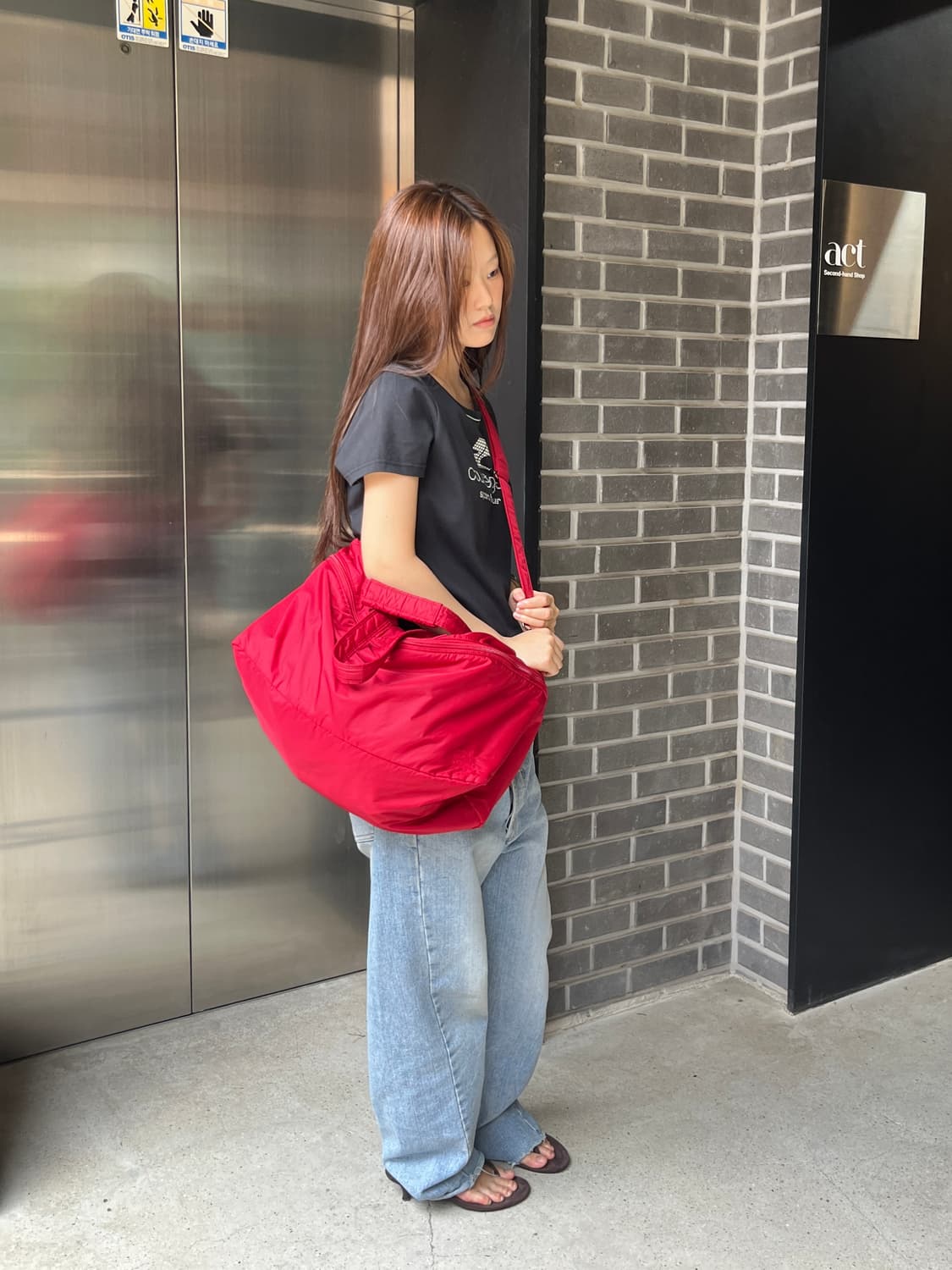 Porter 포터 자수 로고 듀얼 백 레드 상품이미지8