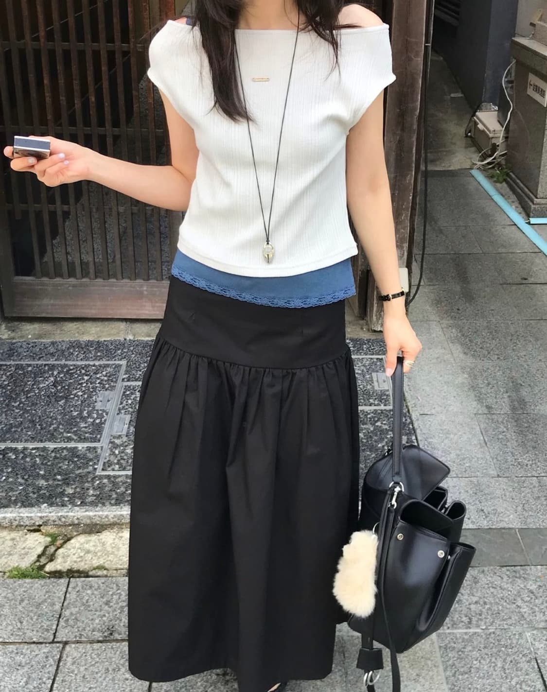 오브나인_flare shirring long skirt_M [새상품] 상품이미지5