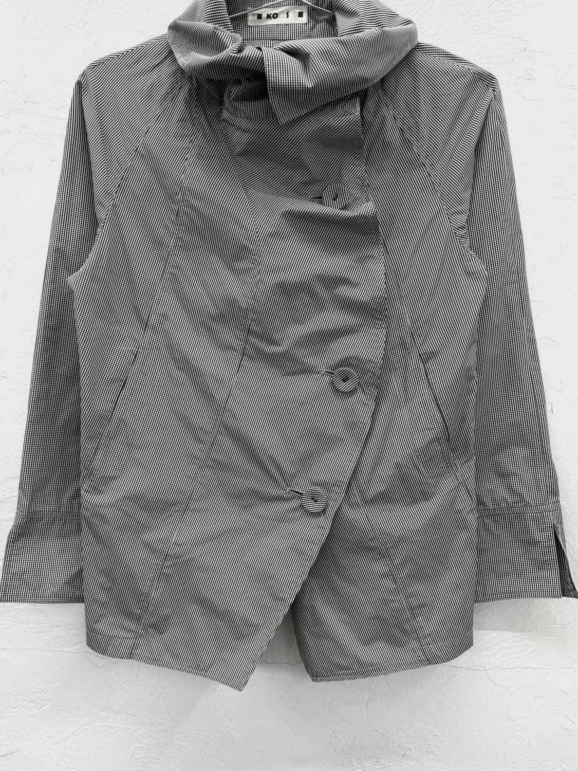 koos 커브 버튼 체크 자켓 상품이미지2