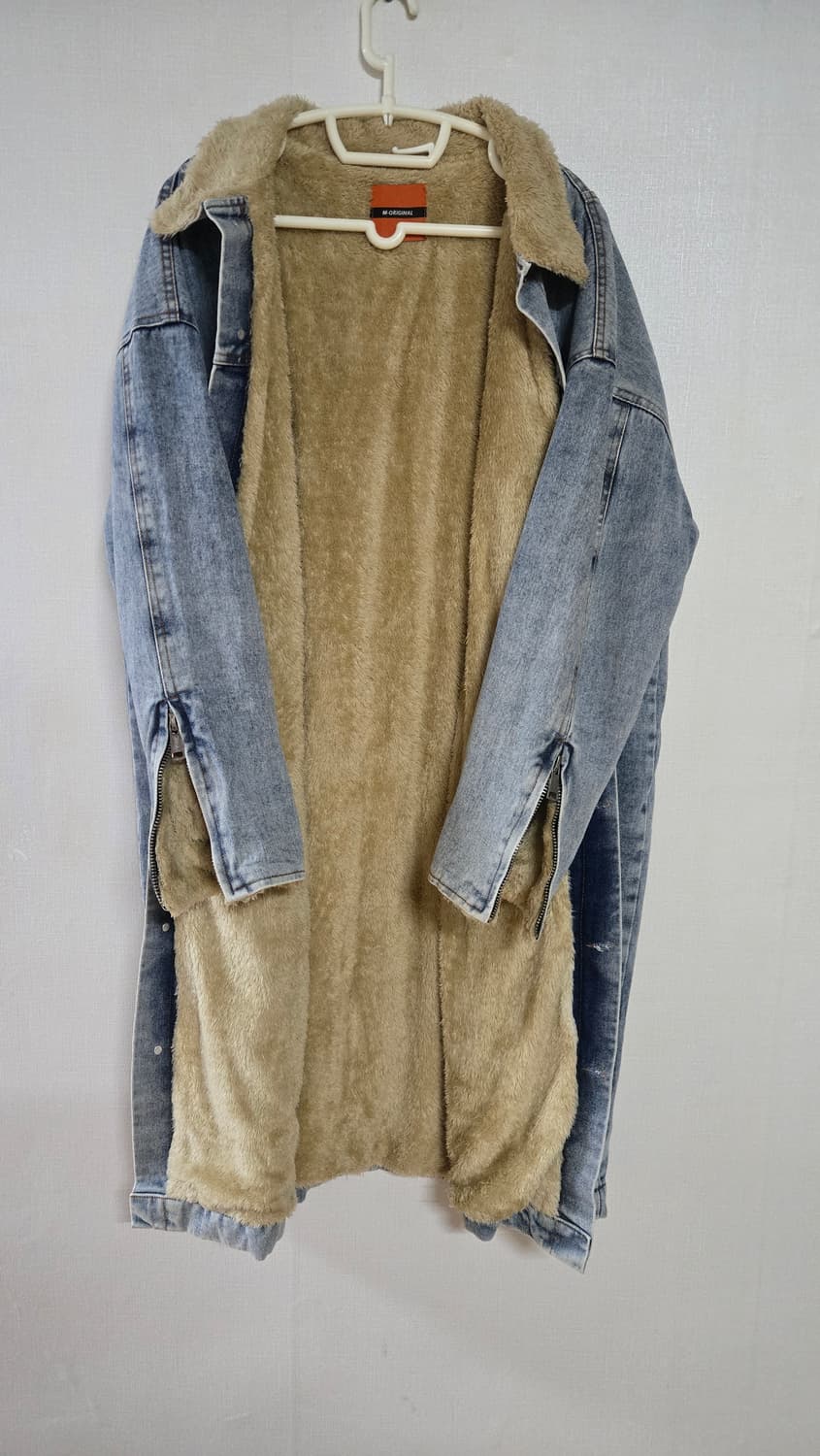 데님 쉐르파 롱코트, 롱자켓, 겨울코트, 남녀공용 상품이미지2