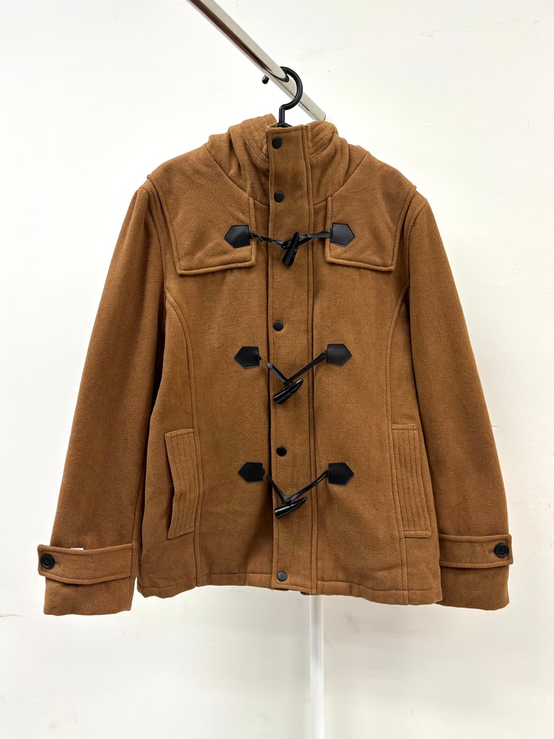 빈티지 브라운 하이넥 더플 하프 코트 상품이미지6