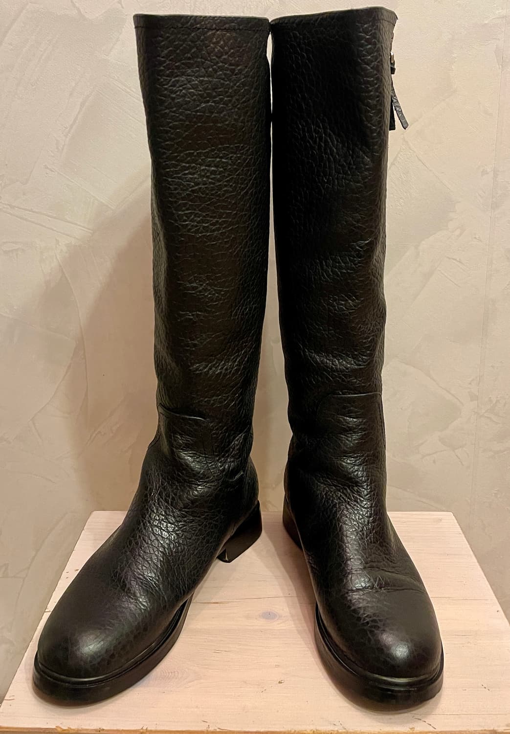 리얼 카우레더 지퍼 롱부츠 블랙 37사이즈(240) 상품이미지1