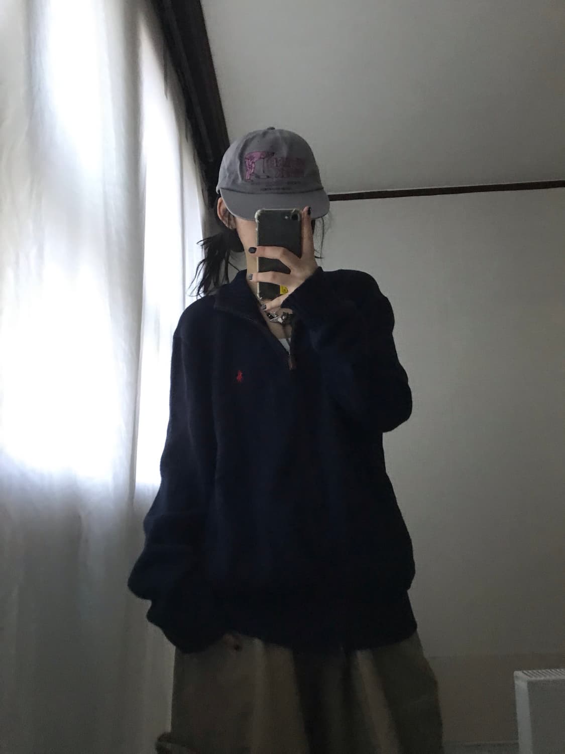 폴로 네이비 오버핏 니트집업 상품이미지5