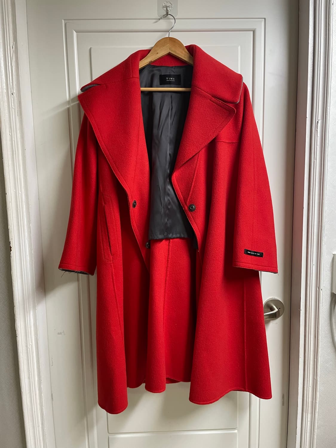타임 울&캐시미어 레드 코트 상품이미지2