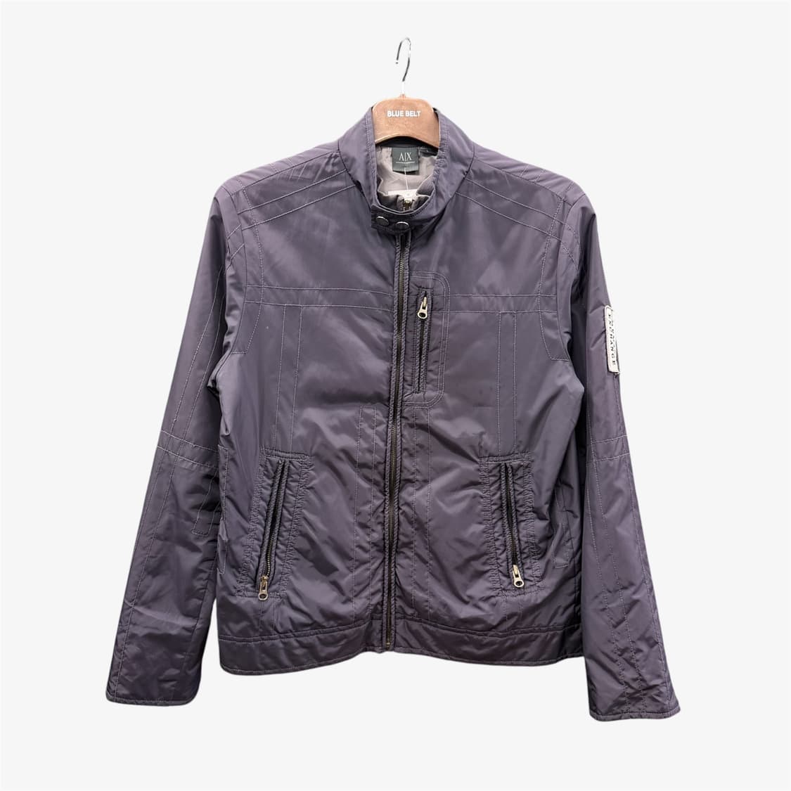 아르마니 익스체인지 가먼트다잉 유틸리티 자켓 버티컬 스티치 암패치 디테일 상품이미지1