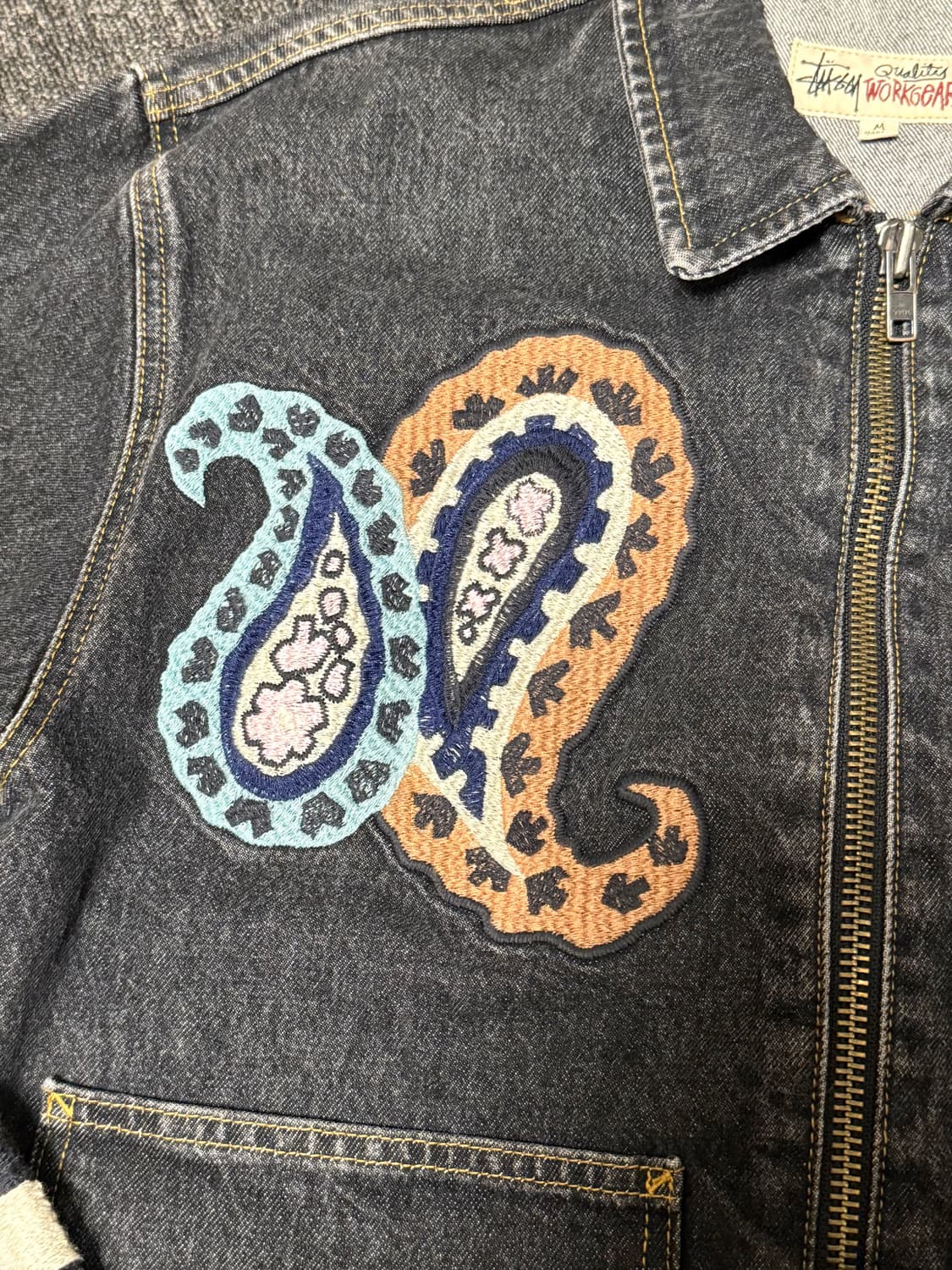 [M] 스투시 x 노마 t.d. 데님 집 워크 자켓 워시드 블랙 상품이미지3