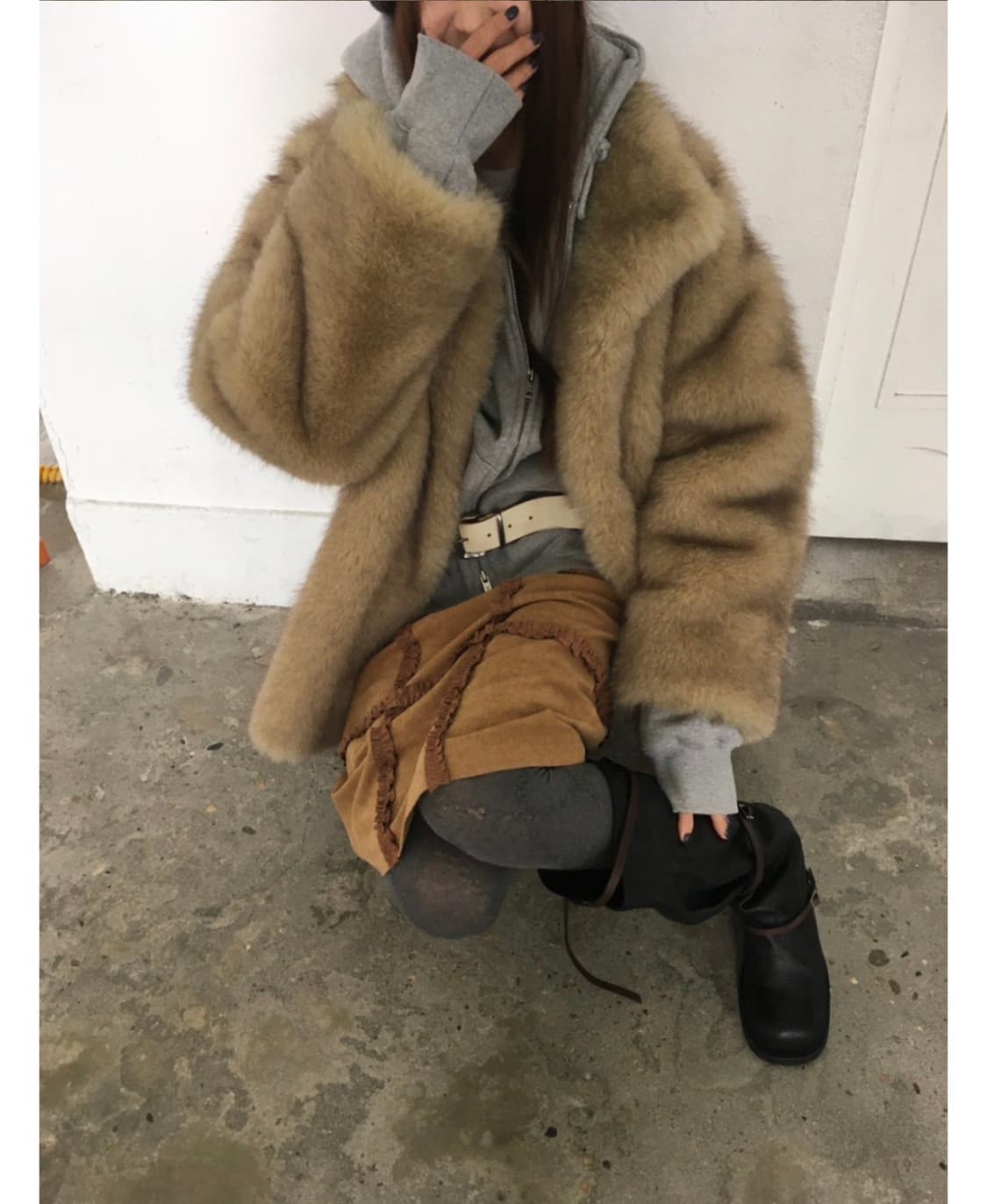 the breathe 브리드 국산 에코퍼 퍼자켓 양면 무스탕 1회착용 상품이미지2