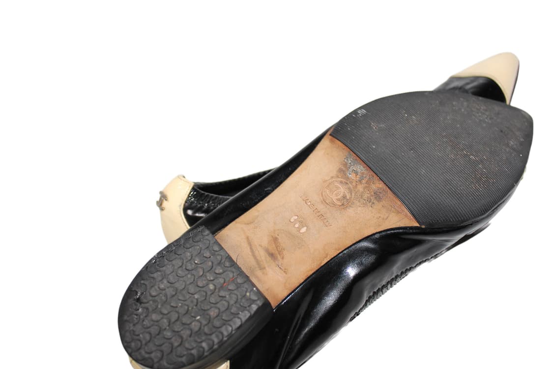 2000s CHANEL 샤넬 투톤 페이던트 레더 플랫슈즈 상품이미지6