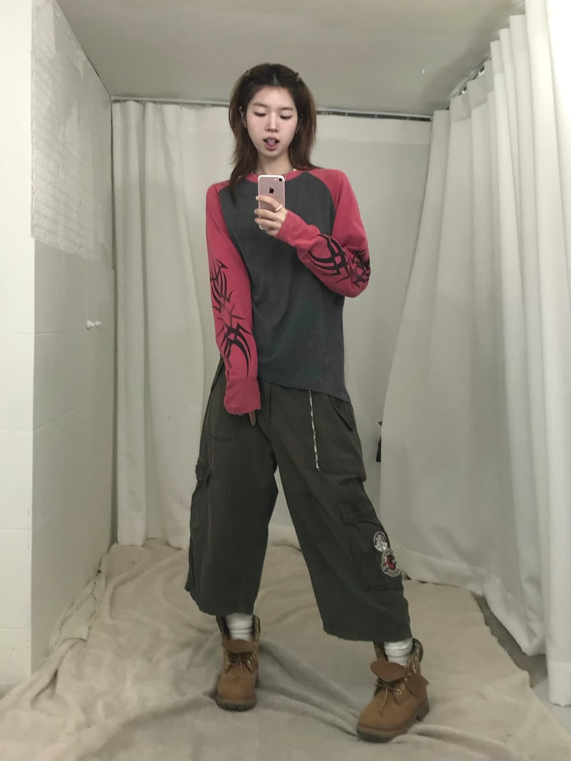 빈티지 펑크 힙합 스트릿 롱슬리브 코디 세트 상품이미지2