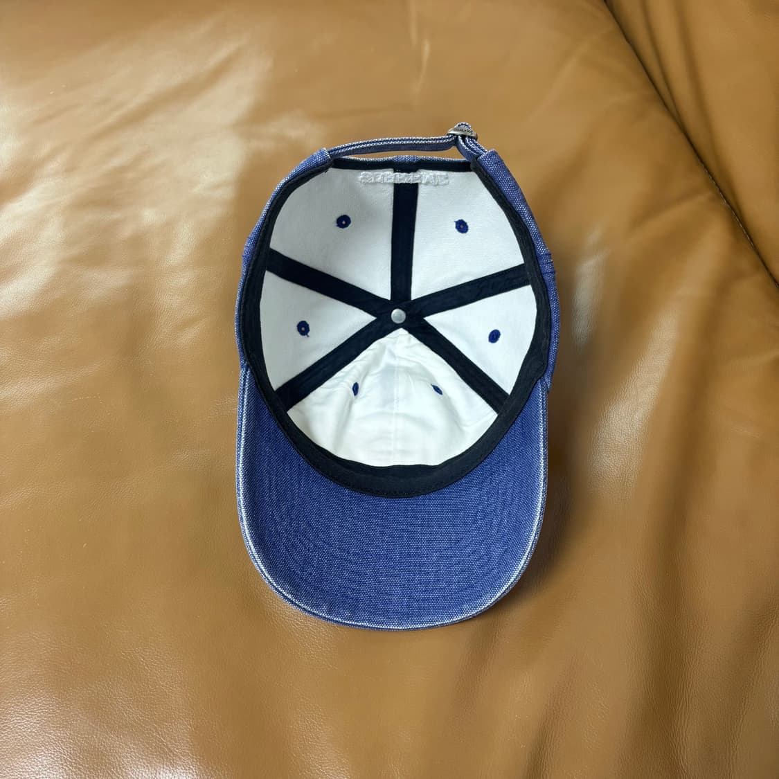 슈프림 23ss 피그먼트 워시드 네이비 S로고 6패널 모자 (Navy) 상품이미지6