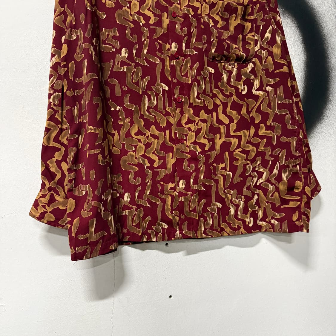 VTG 빈티지 오리엔탈 에스닉 풀 패턴 원포켓 긴팔 셔츠 상품이미지4