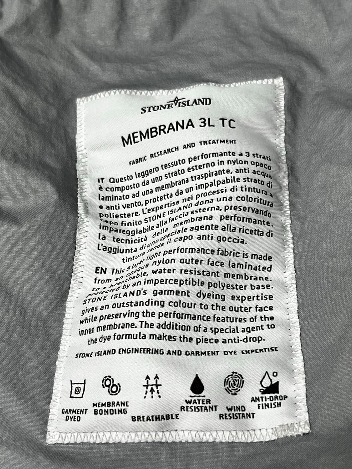 [L] 정품 스톤아일랜드 22ss 멤브라나 3L TC 자켓 아이스 상품이미지6