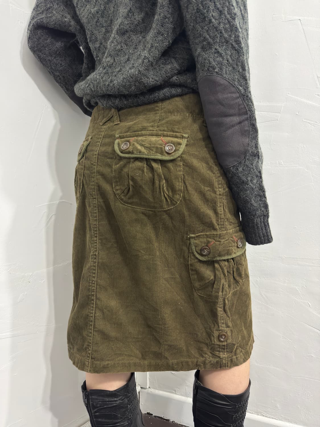 cotton laundry corduroy cargo midi skirt 상품이미지1