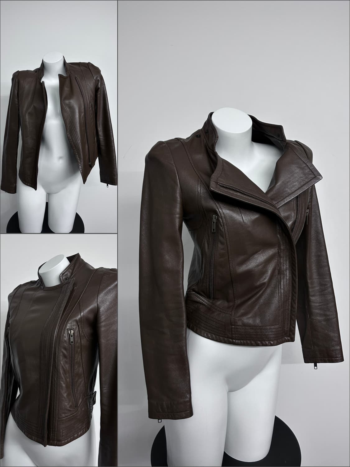 시스템 사선 지퍼 램스킨 자켓 상품이미지1