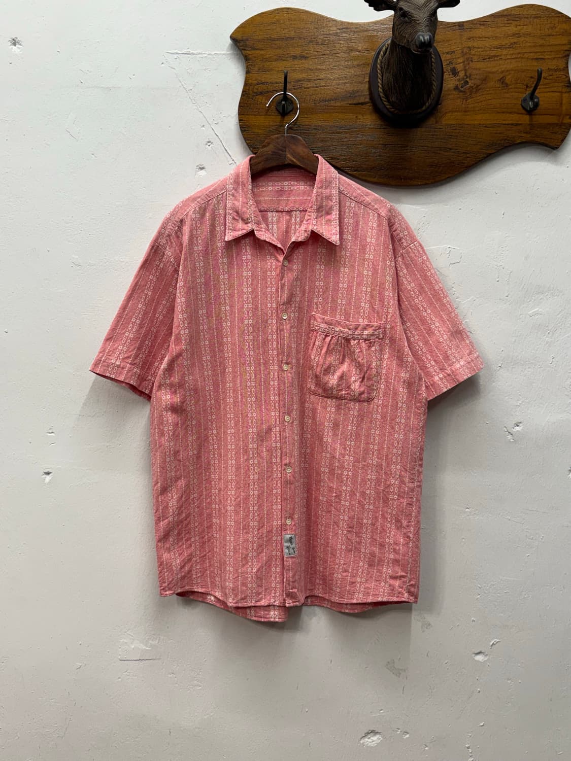 Japan Geometric Pattern Short Sleeve Shi 상품이미지1