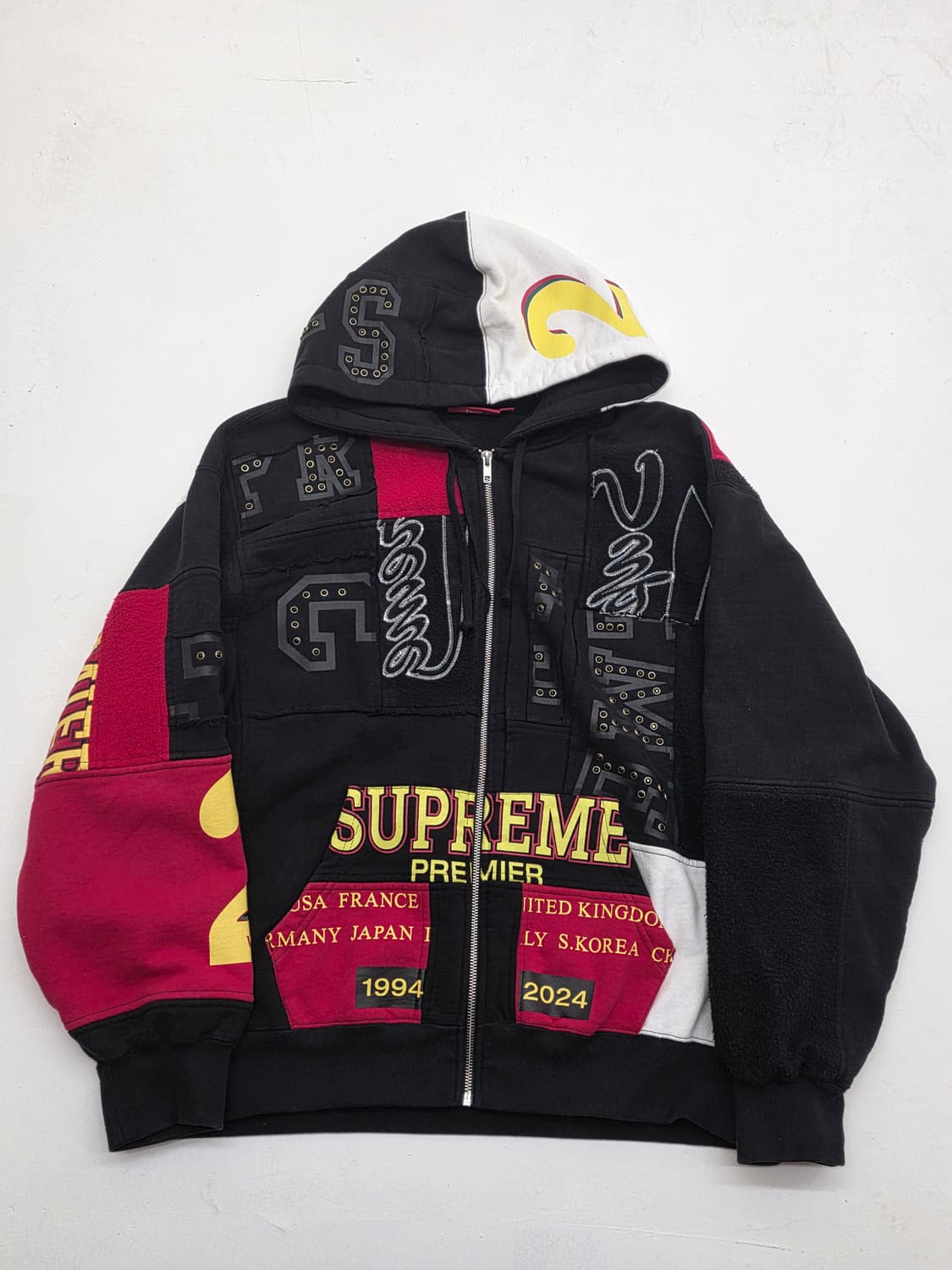 슈프림 패치워크 집업 후드 스웨트셔츠 블랙 - 25SS 상품이미지1