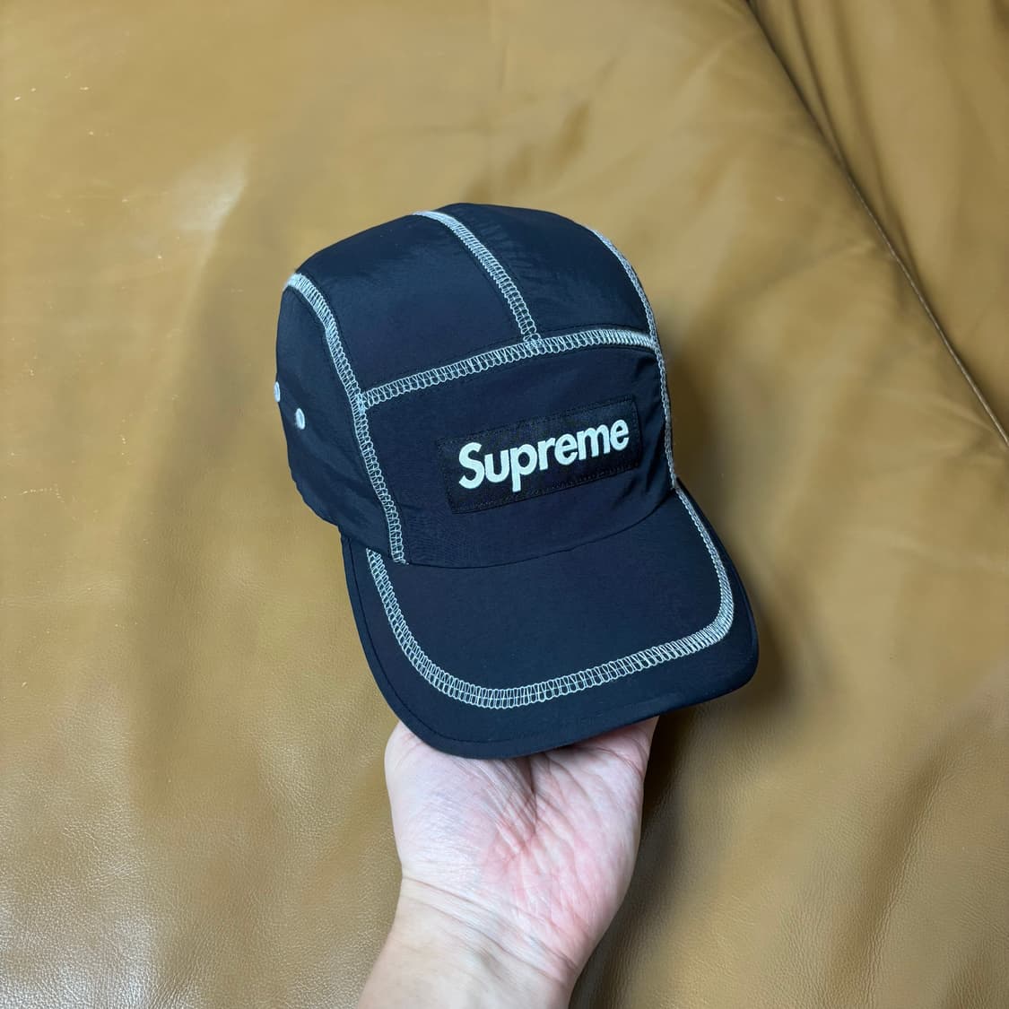 슈프림 캠프캡 모자 박스로고 23ss 리플렉티브 스티치 블랙 상품이미지3