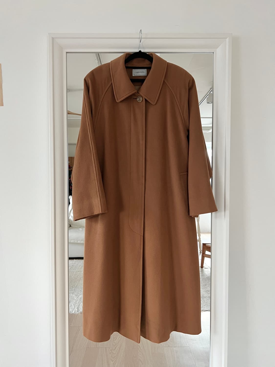 빈티지 캐시미어 100% 카멜 롱 코트 상품이미지4