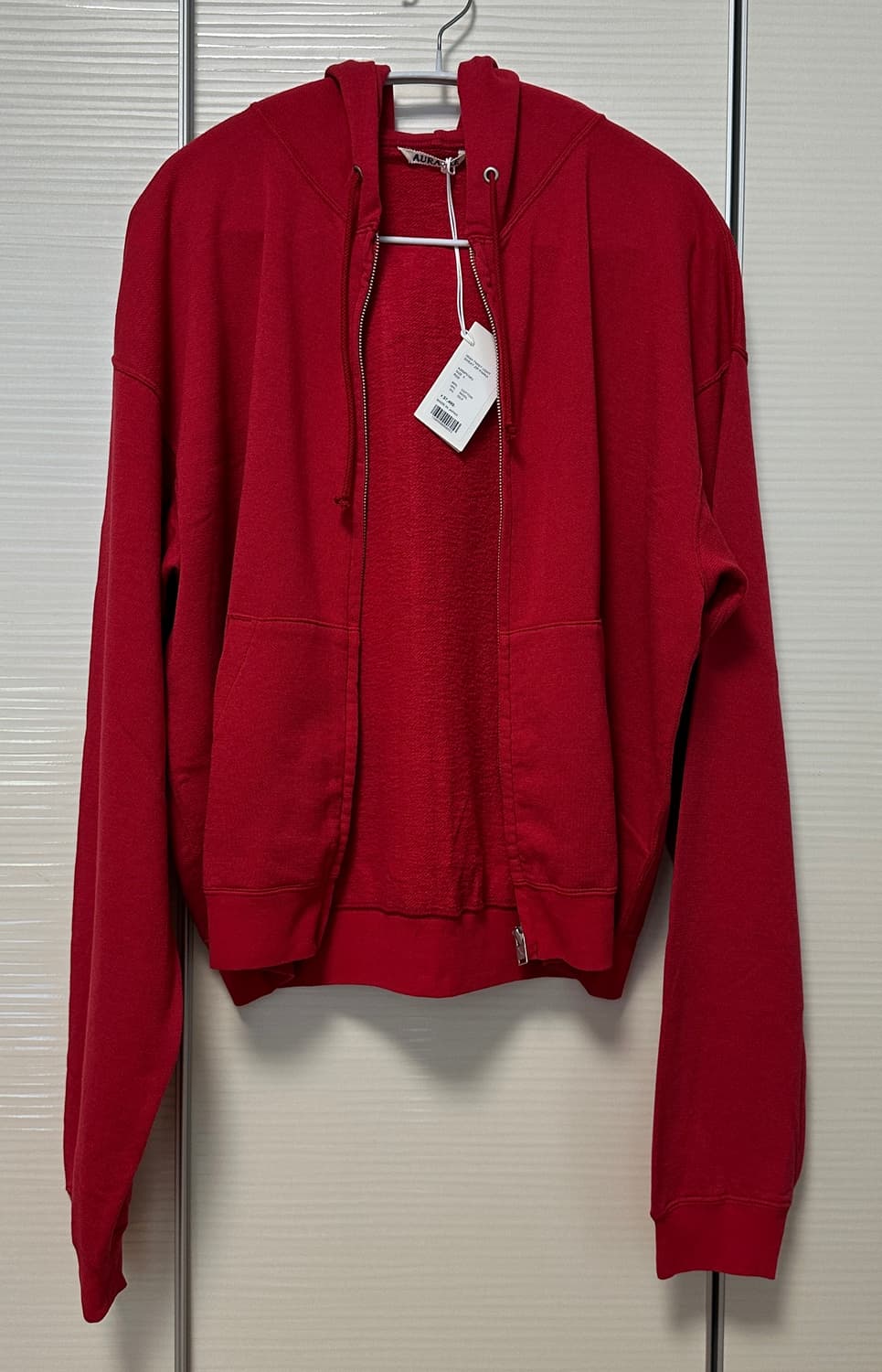 오라리 26SS 하이 트위스트 라이트 스웻 집 파카 레드 5사이즈 상품이미지3