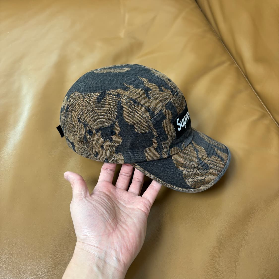 슈프림 캠프캡 모자 박스로고 플레임 자카드 데님 브라운 상품이미지3