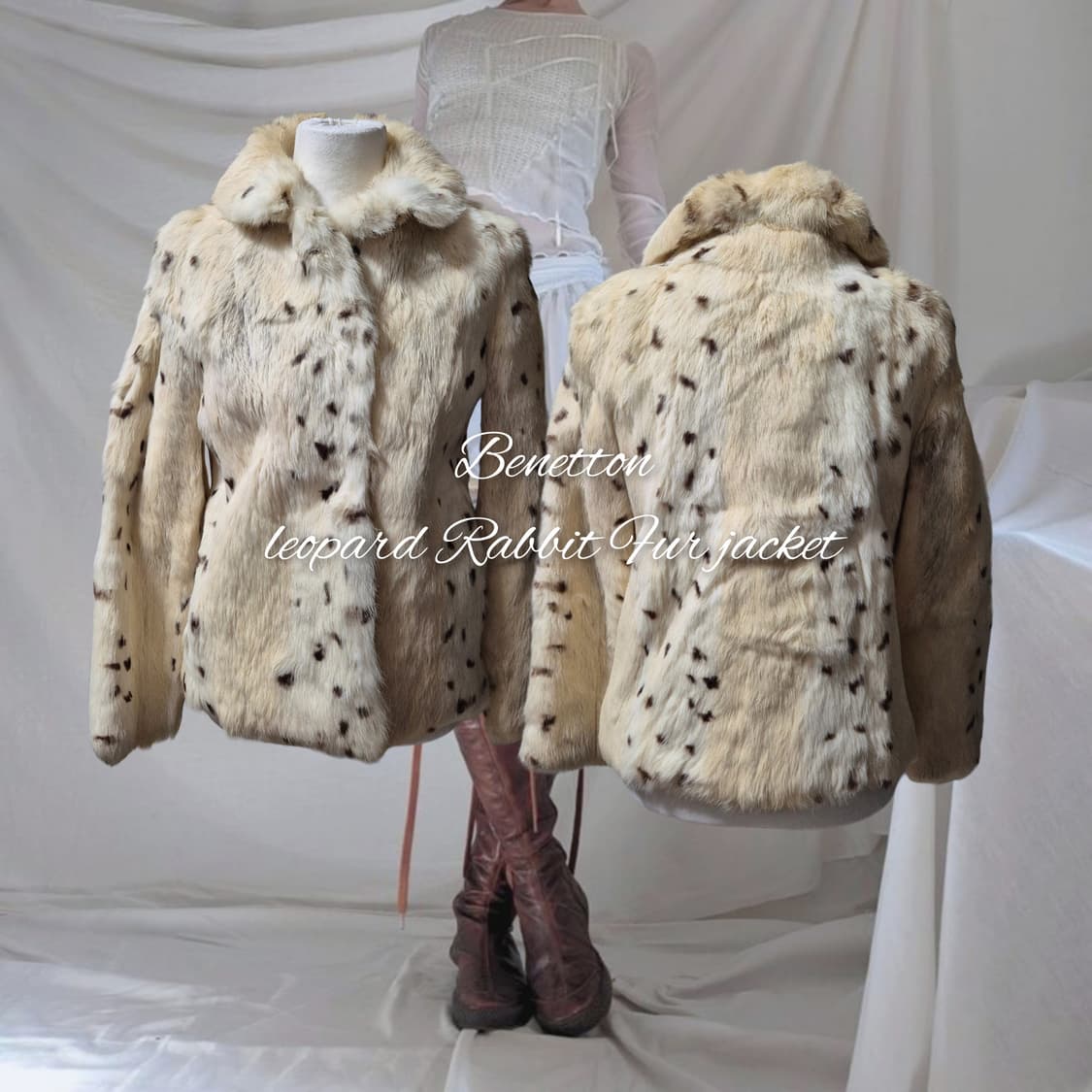 Benetton leopard Rabbit Fur jacket 상품이미지1