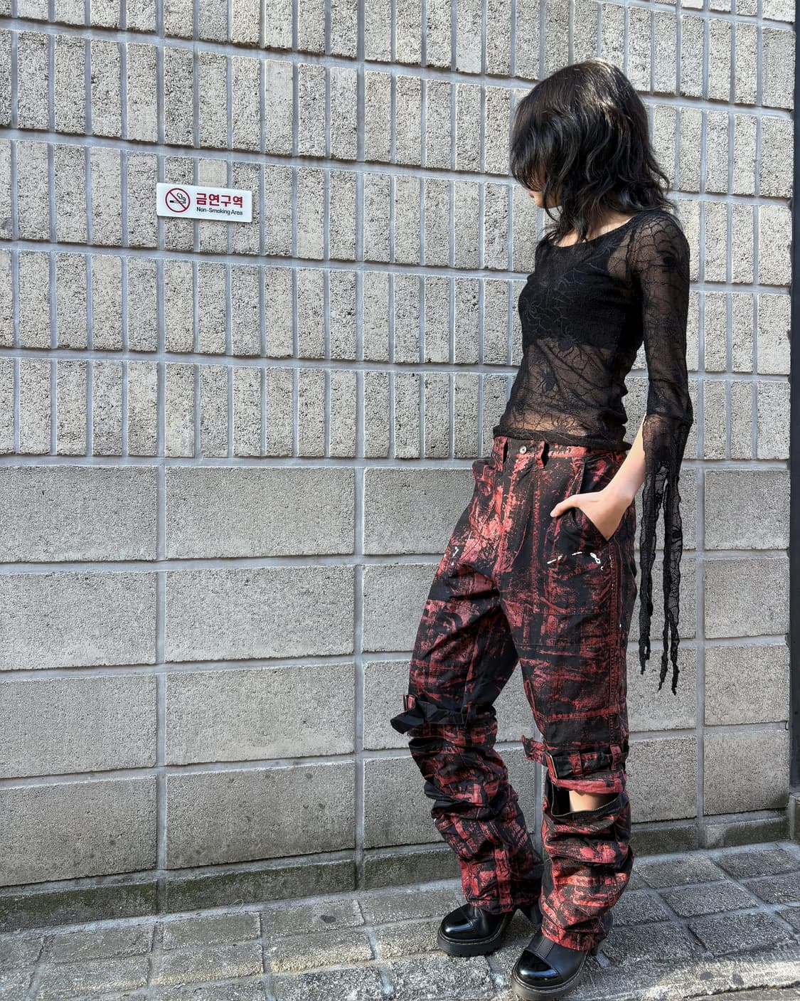 올 페인팅 디테일 레이버 팬츠 상품이미지2