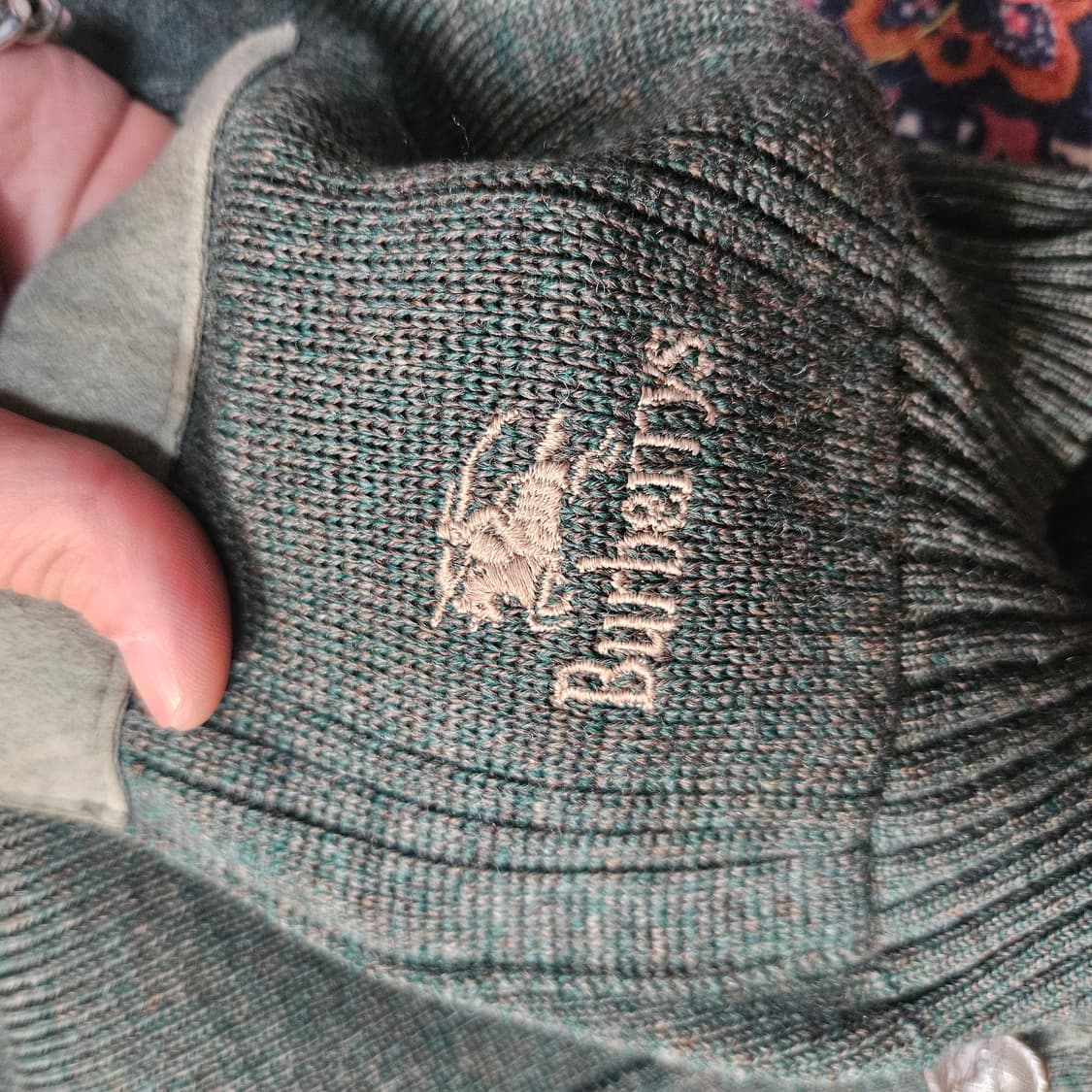 버버리 80's 코만도 울 카키 가죽 패치 블럭 가디건 자켓  상품이미지10