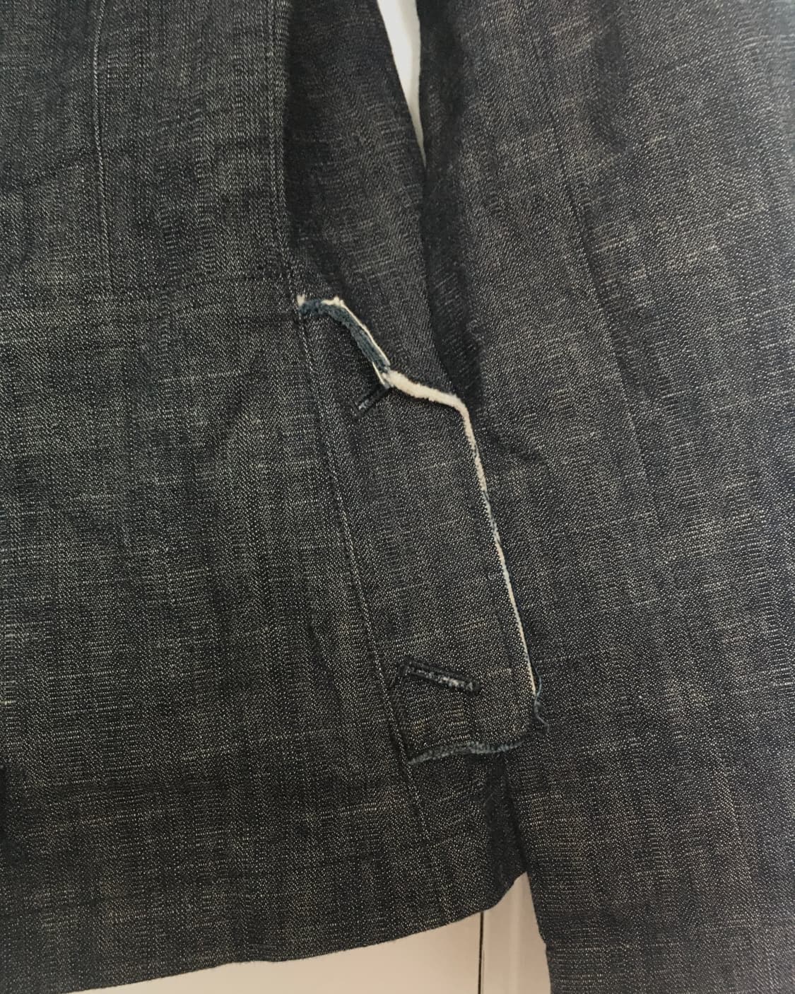 Frayed collar denim open blazer 상품이미지3