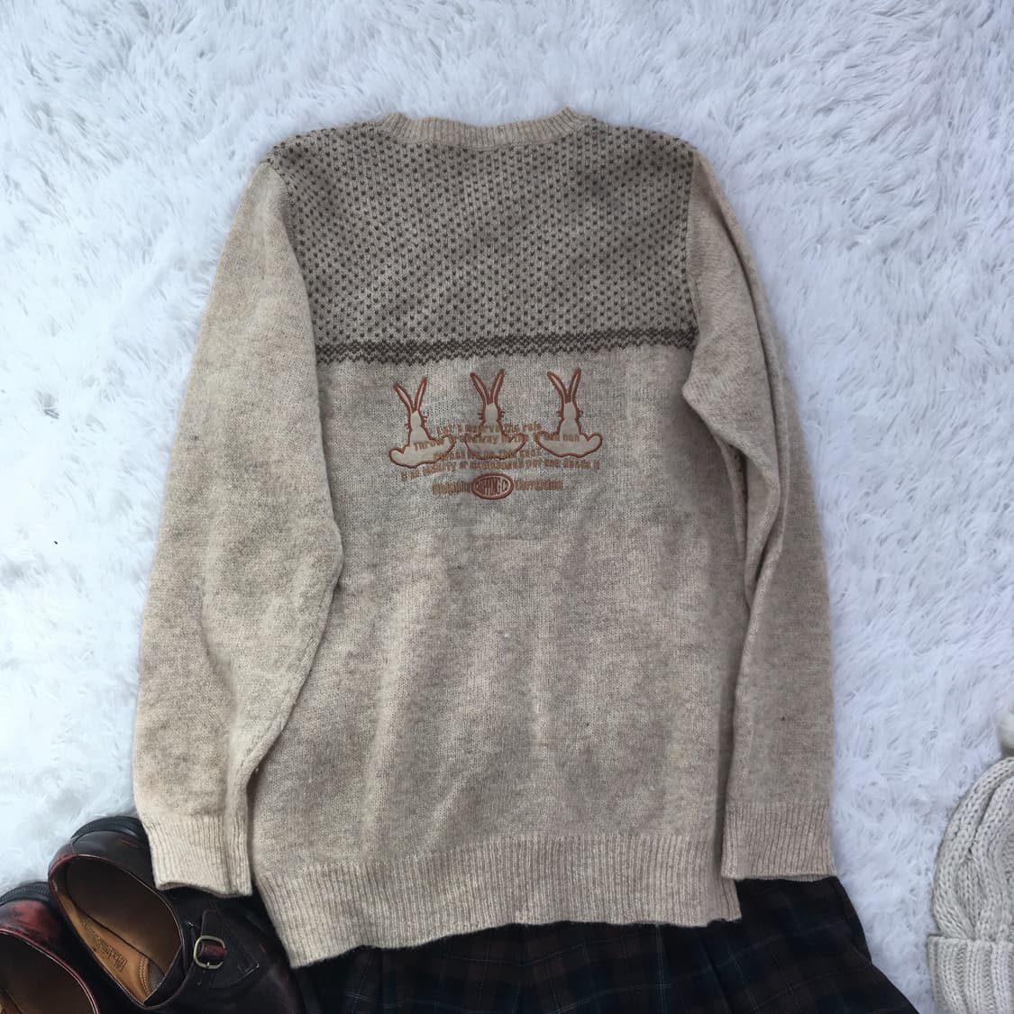 일본빈티지 토끼 자수 니트 스웨터 상품이미지7