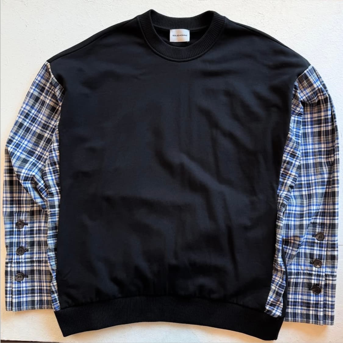 솔리드 옴므 체크 슬리브 레이어드 상품이미지1