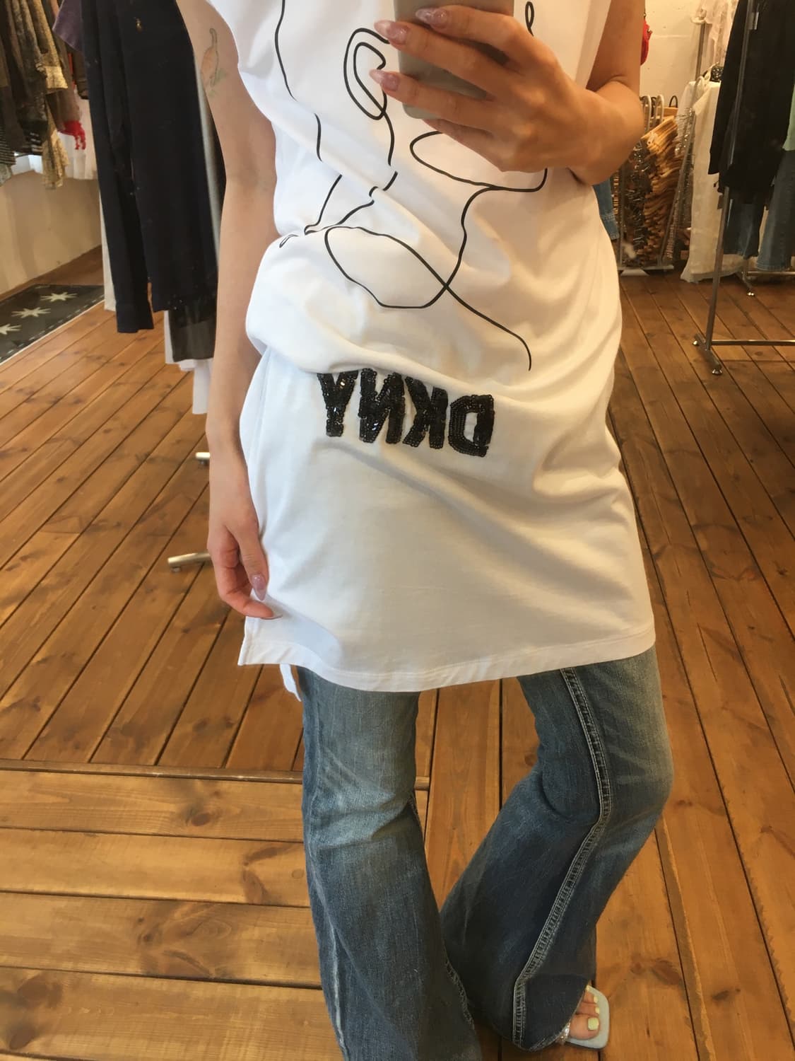 DKNY 화이트 큐빅 반팔 상품이미지6