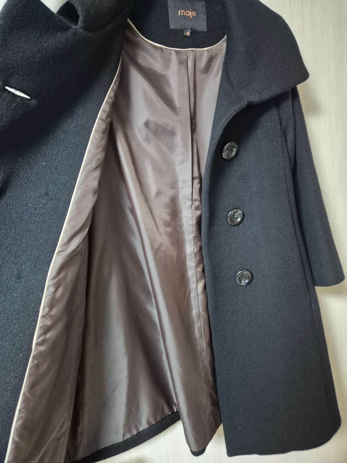 마쥬 maje 여성 울코트 블랙 36 울앙고라 상품이미지5