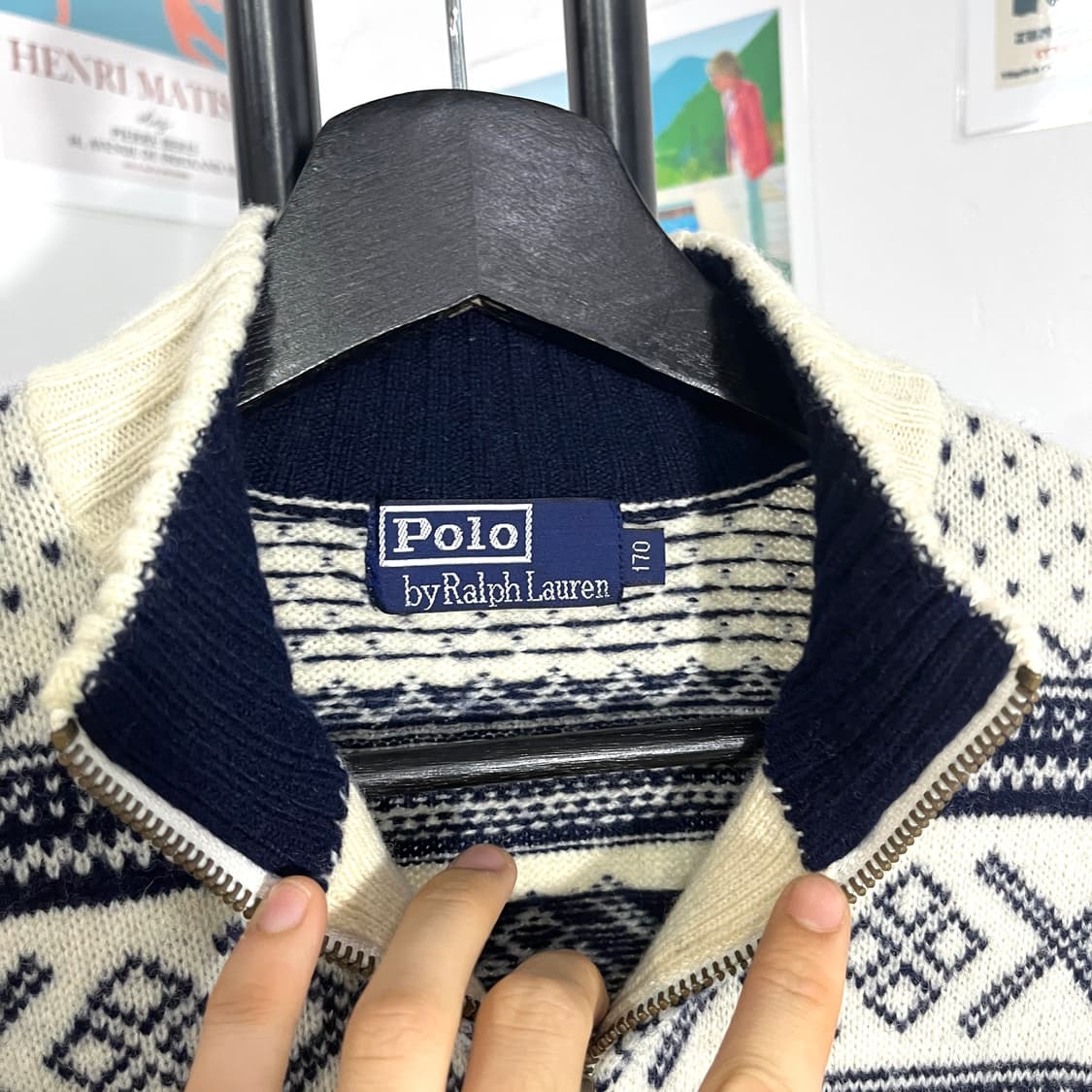 폴로 패턴 반집업 니트 상품이미지5