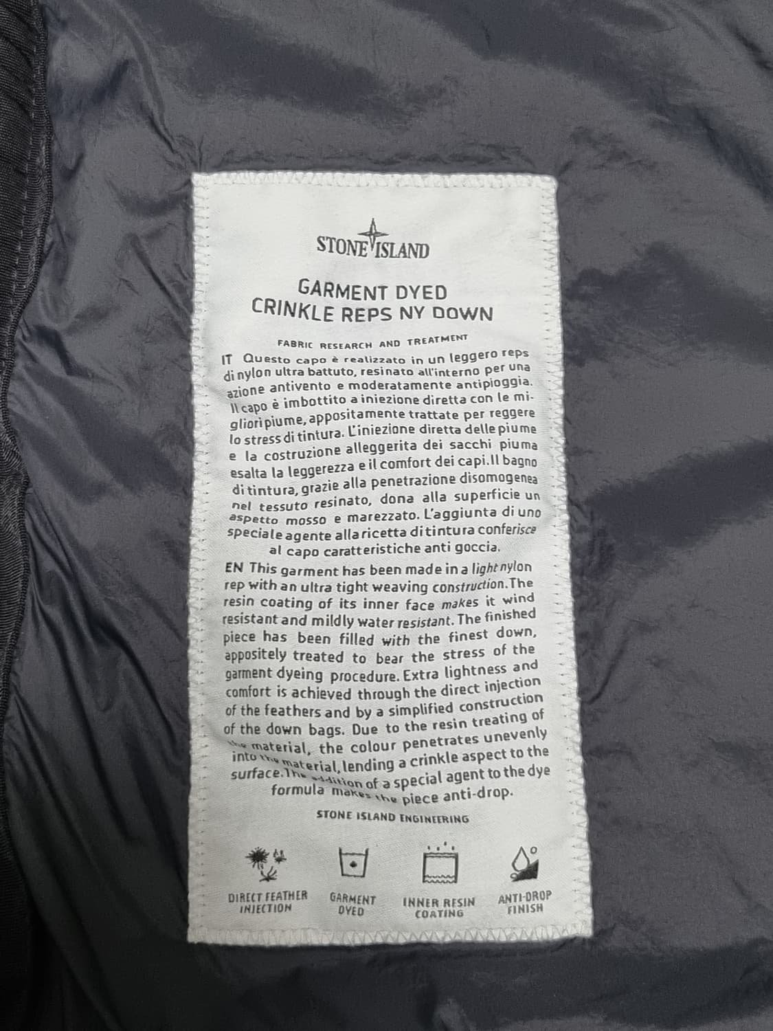 스톤아일랜드 크링클랩스 논후드 패딩 상품이미지4