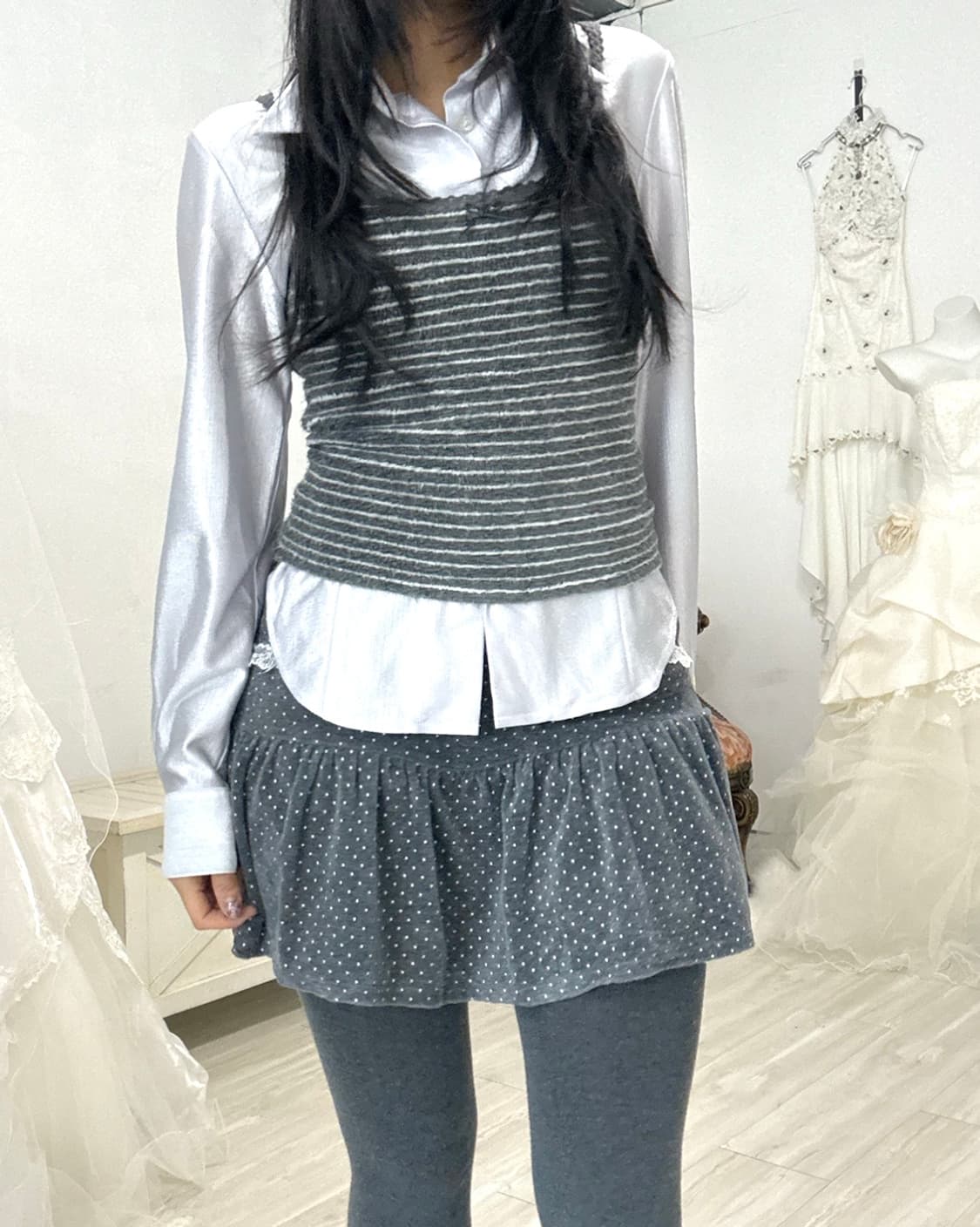 Gray Terry Striped Sleeveless 상품이미지5