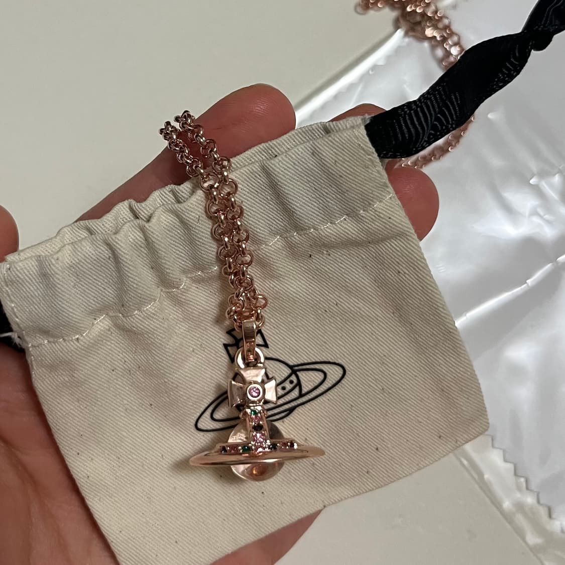 비비안웨스트우드 뉴 타이니 orb 목걸이 로즈골드 풀박스 상품이미지7