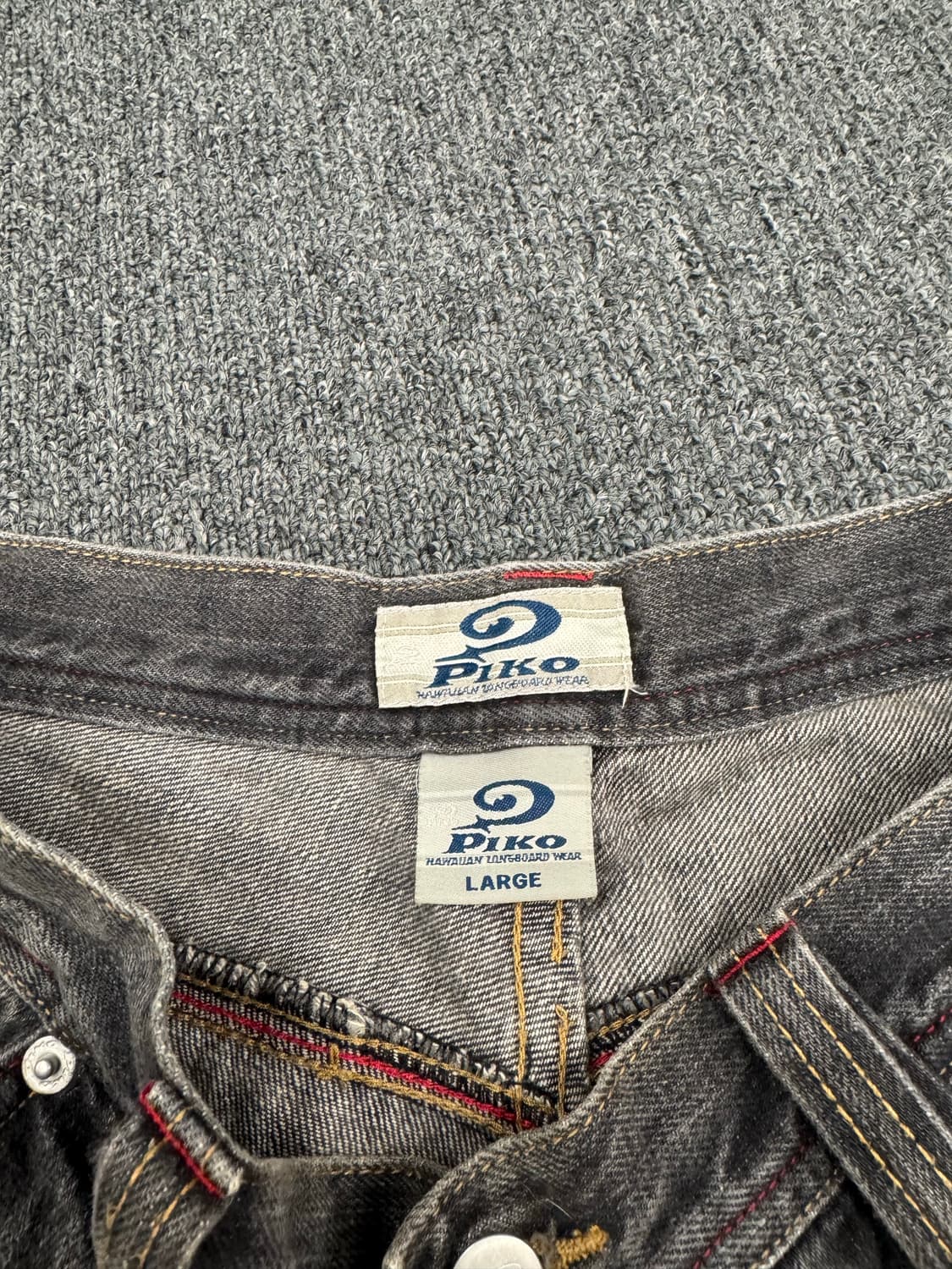 L)PIKO 빈티지 자수&프린팅 흑청 카고팬츠 상품이미지7