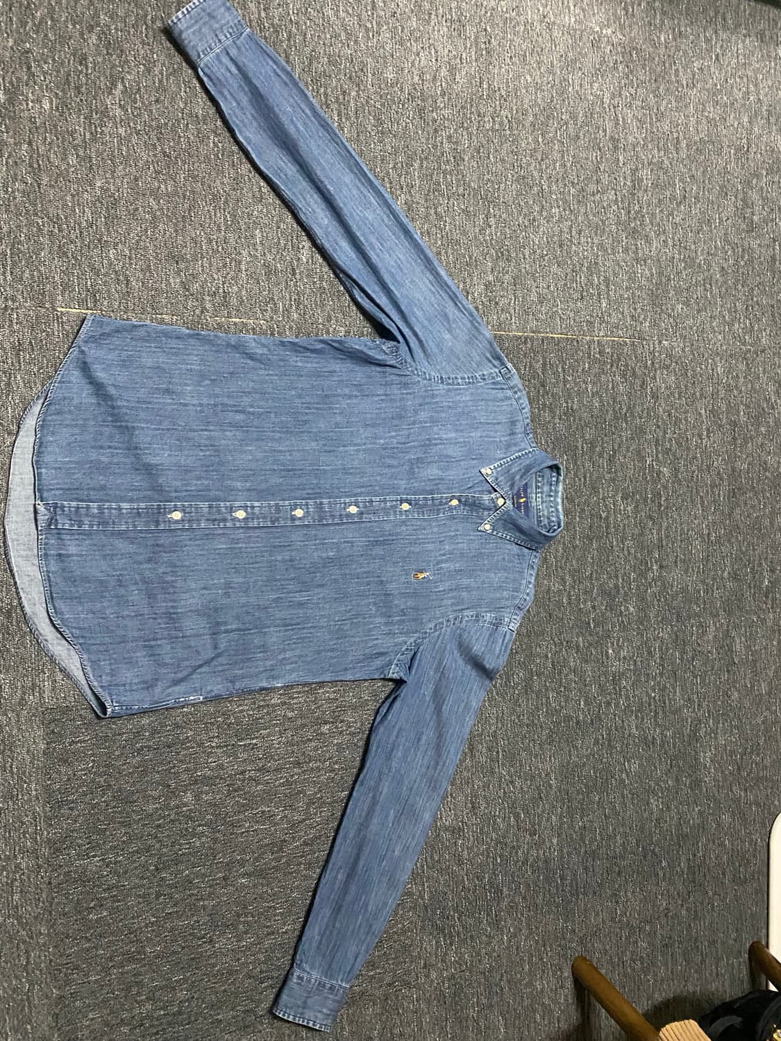 급처 신형  클래식핏 폴로 데님셔츠 청남방 상품이미지5