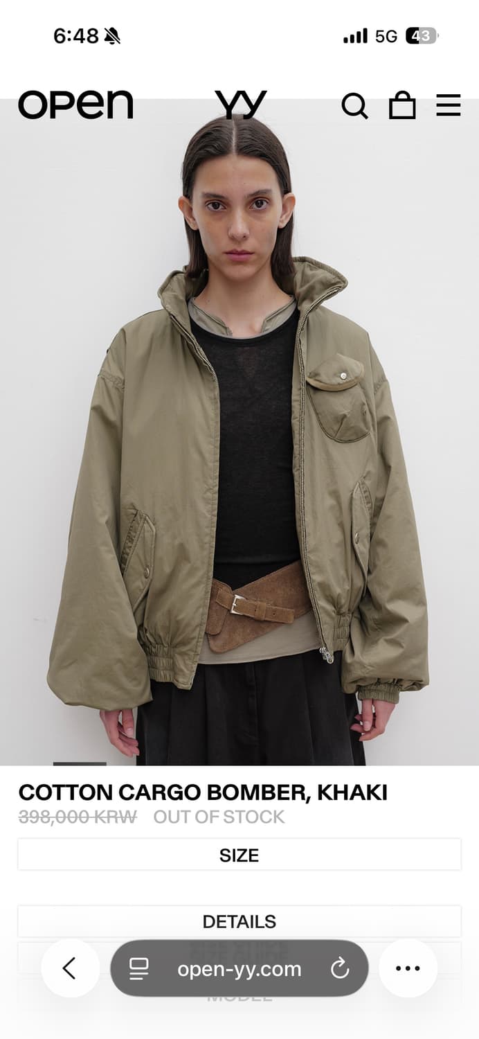 Openyy 오픈yy 카키 봄버 M 사이즈 시착후 보관중 상품이미지2