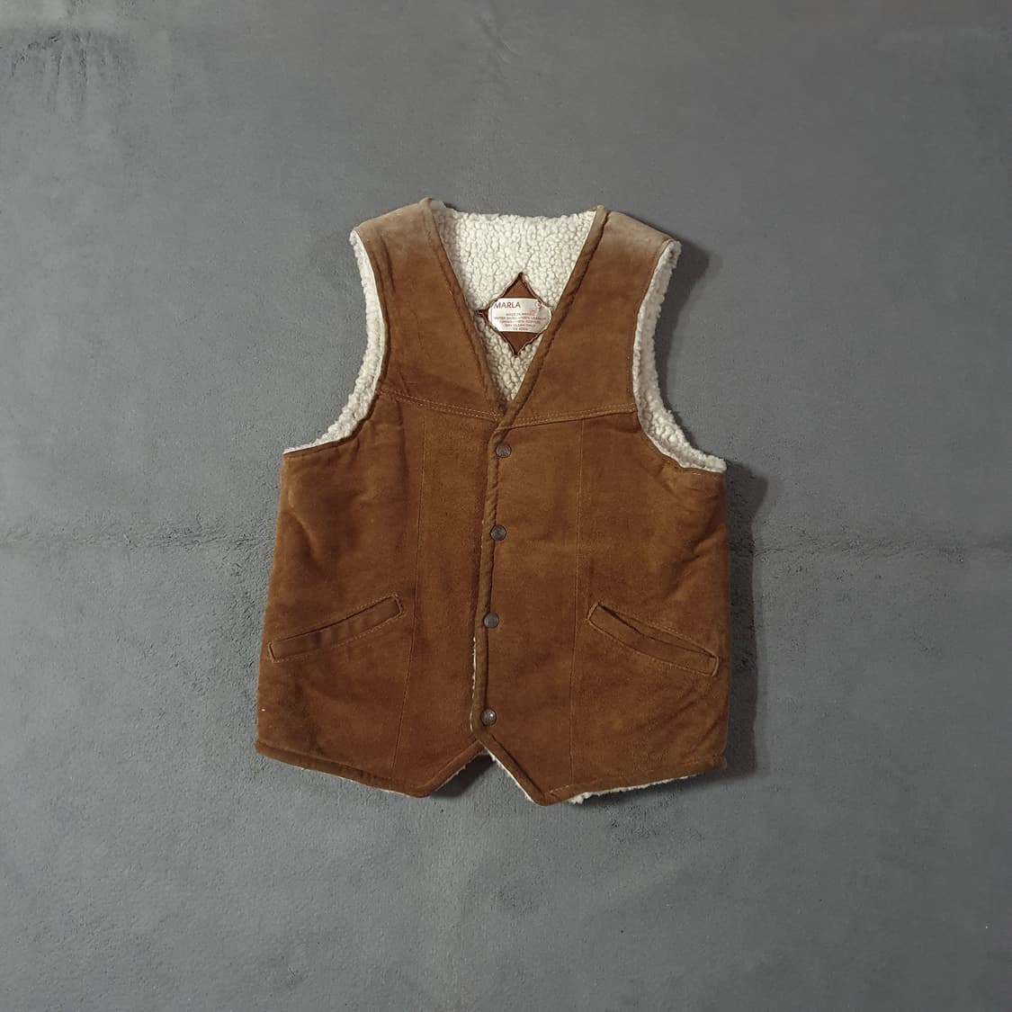 70s Marla 아메리칸 웨스턴 스웨이드 셰르파 랜쳐 베스트 38 S 상품이미지1