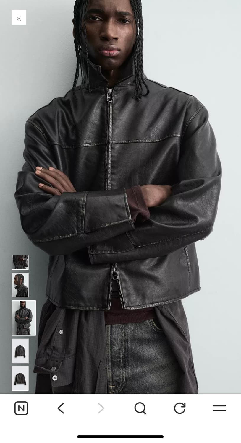 ZARA 가죽자켓 남성 XL 워싱 페이크 레더 자켓 상품이미지8