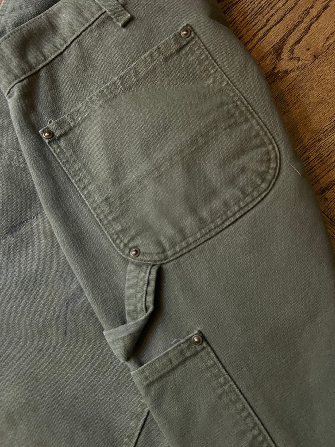 [36]칼하트 USA 더티워싱 모스그린 더블니 워크 팬츠 상품이미지7