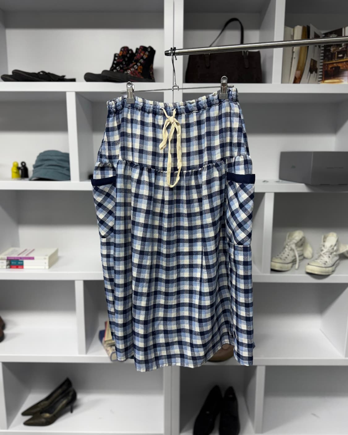 self service 체크 스커트 상품이미지1