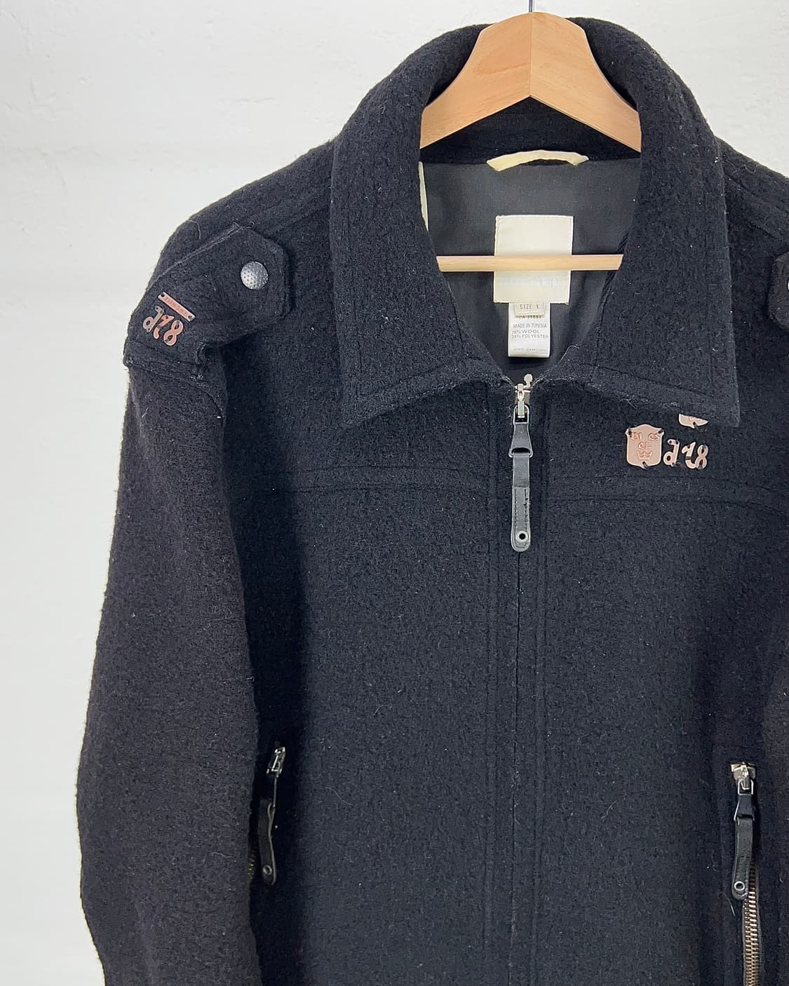 디젤 블랙 기믹 지퍼 울 블루종 자켓 상품이미지2