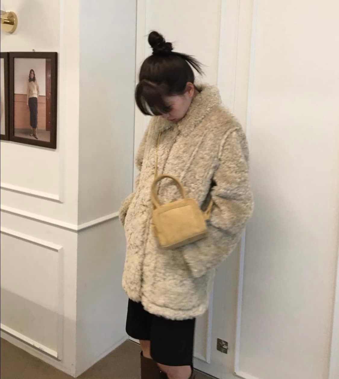 아우로 시어링 퍼 코트 자켓 베이지 상품이미지2