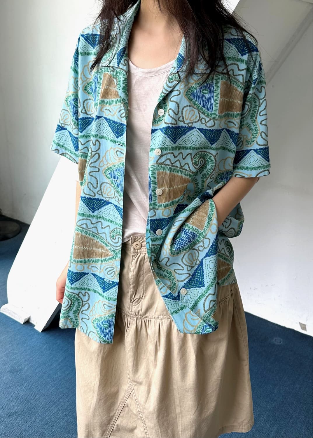 Tencel blend design patterned BIG H/S sh 상품이미지6