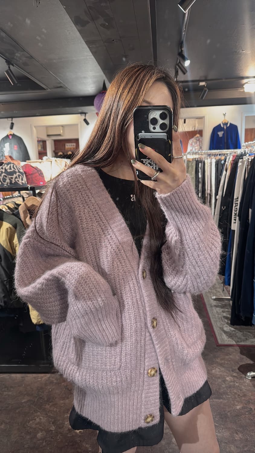 zara 자라 오버핏 앙고라 울 아방가르드 핑크 니트 가디건 M 상품이미지6