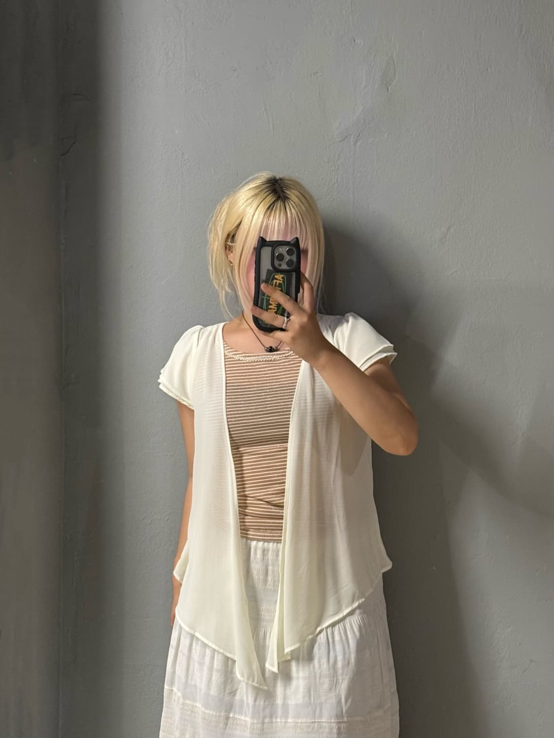 stripe pattern layered cardigan top  상품이미지2