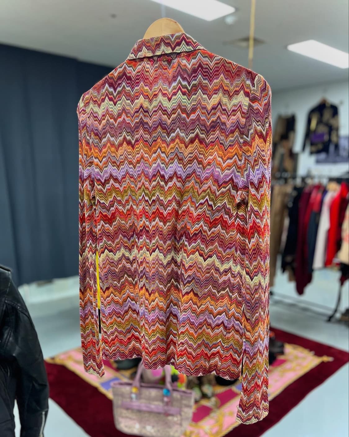 90s 미쏘니 트위스트 위빙 니트 셔츠 가디건 자켓 상품이미지9